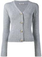 Miu Miu Jewelled Button Cardigan, Women's, Size: 44, Grey, Silk/cashmere/metal/glass