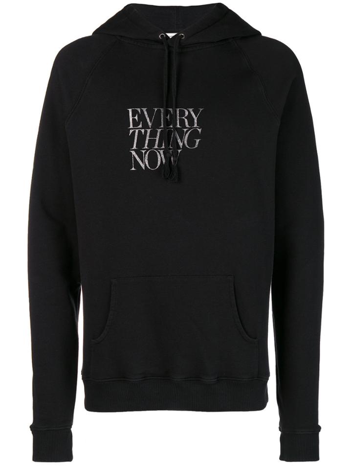 Saint Laurent Everything Now Slogan Hoodie - Black