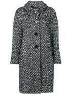 Max Mara Tweed Cocoon Coat - Black