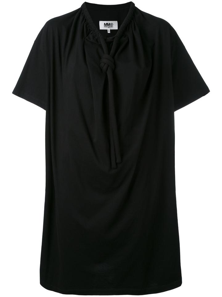 Mm6 Maison Margiela - Tie Neck T-shirt Dress - Women - Cotton - S, Black, Cotton