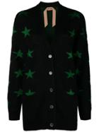 No21 Star Intarsia V-neck Cardigan - Black