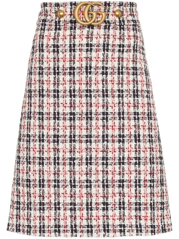 Gucci Gg Belt A-line Tweed Skirt - Multicolour