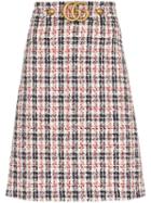 Gucci Gg Belt A-line Tweed Skirt - Multicolour