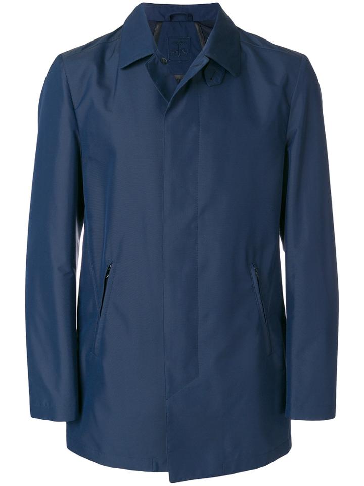 Corneliani Concealed Front Trench Coat - Blue