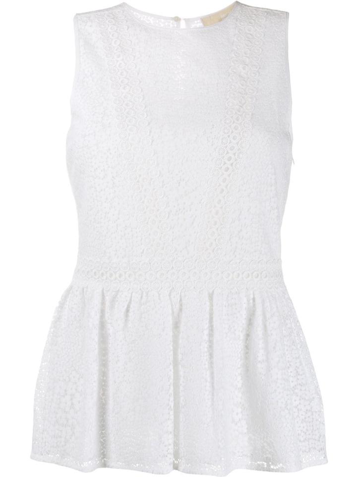 Michael Michael Kors Embroidered Lace Sleeveless Top - White