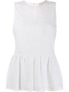 Michael Michael Kors Embroidered Lace Sleeveless Top - White
