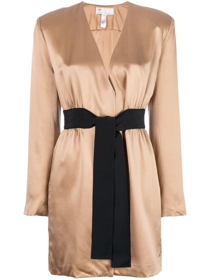 Fleur Du Mal Belted Wrap-style Dress - Gold