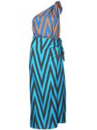 Dvf Diane Von Furstenberg One Shoulder Scarf Dress - Blue