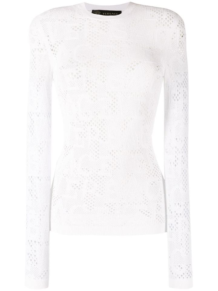 Versace Slim Fit Knitted Top - White