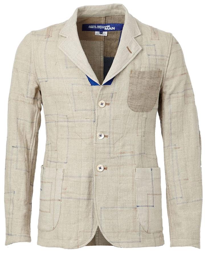 Junya Watanabe Comme Des Garçons Man Stitch Detail Blazer, Men's, Size: Xl, Nude/neutrals, Cotton/linen/flax/nylon/wool