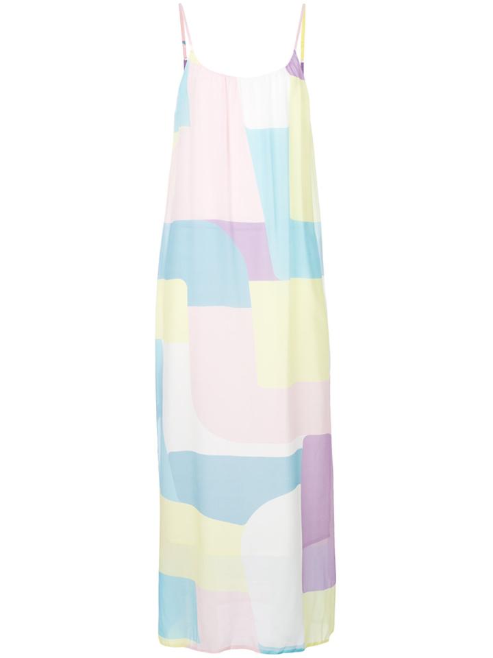 Elena Makri Long Patterned Spaghetti Strap Dress - Multicolour