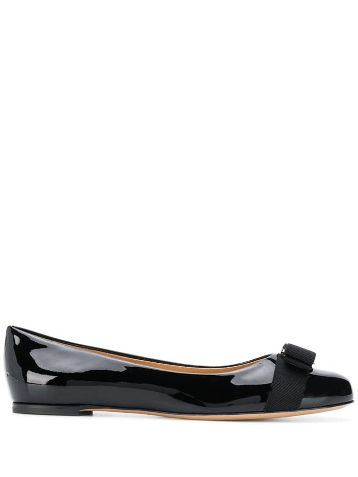 Salvatore Ferragamo Varina Bow Ballerina Shoes - Black