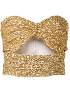 Attico Sequinned Cut-out Top - Gold