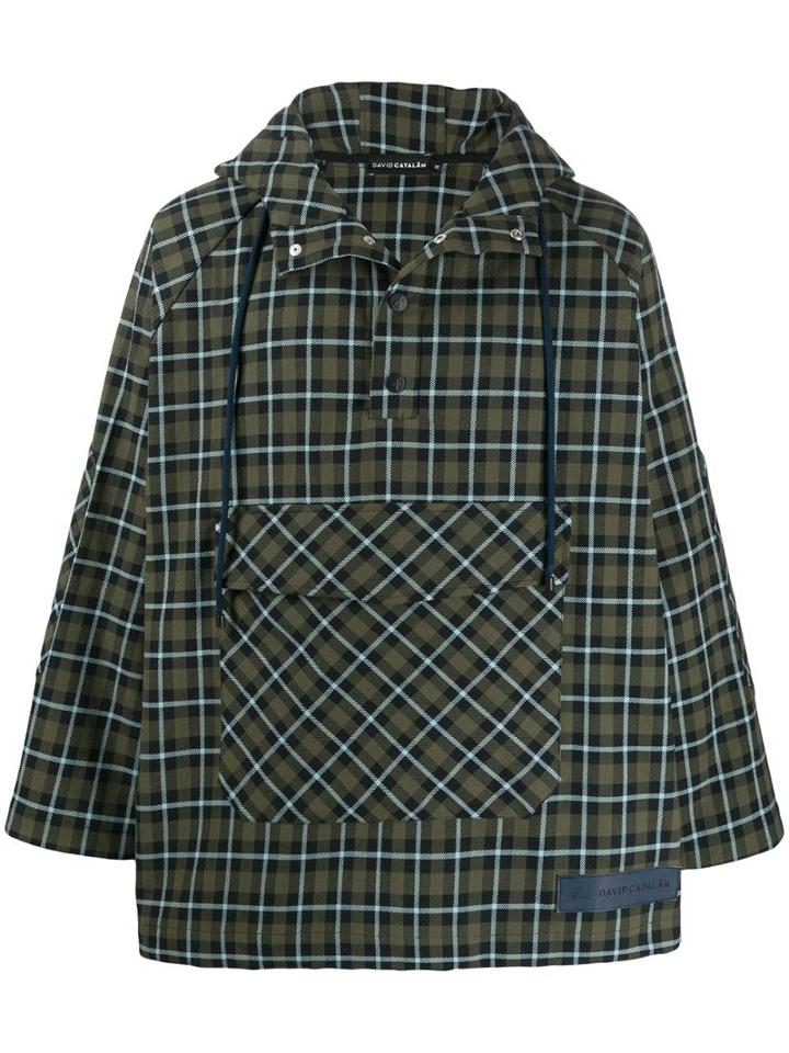David Catalan Checked Hoodie - Green