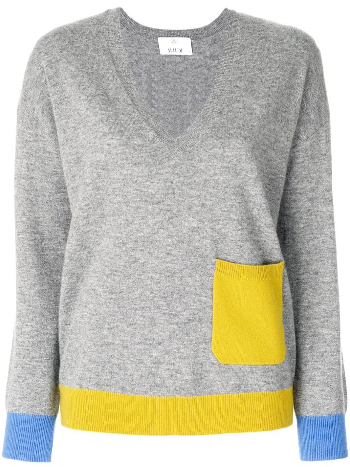 Allude Contrast Pocket Jumper - Grey