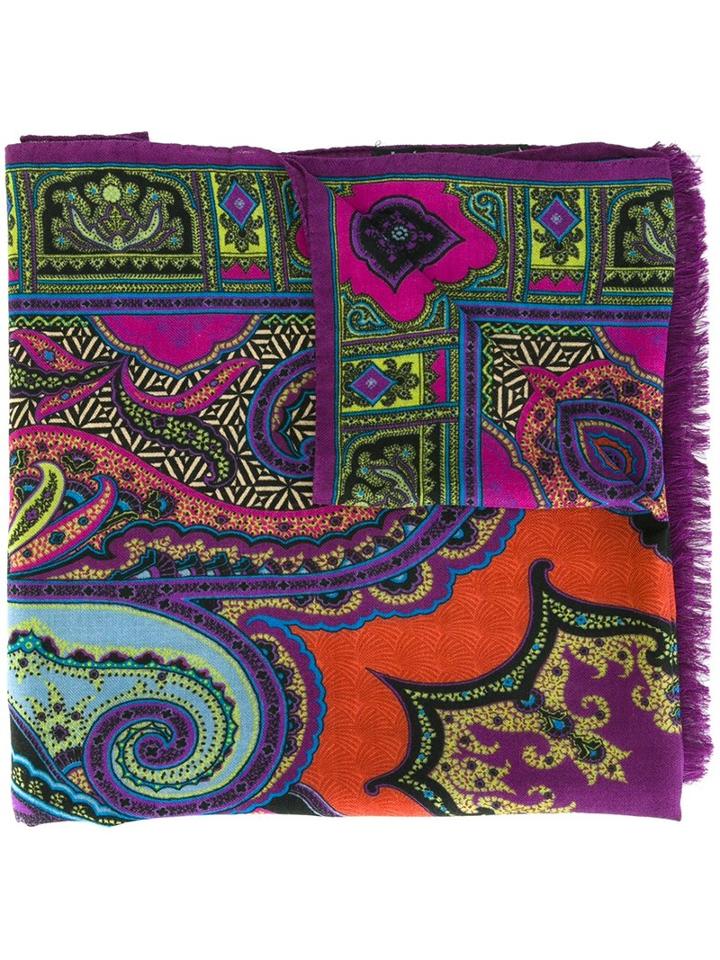 Etro Paisley Print Scarf, Women's, Wool/silk