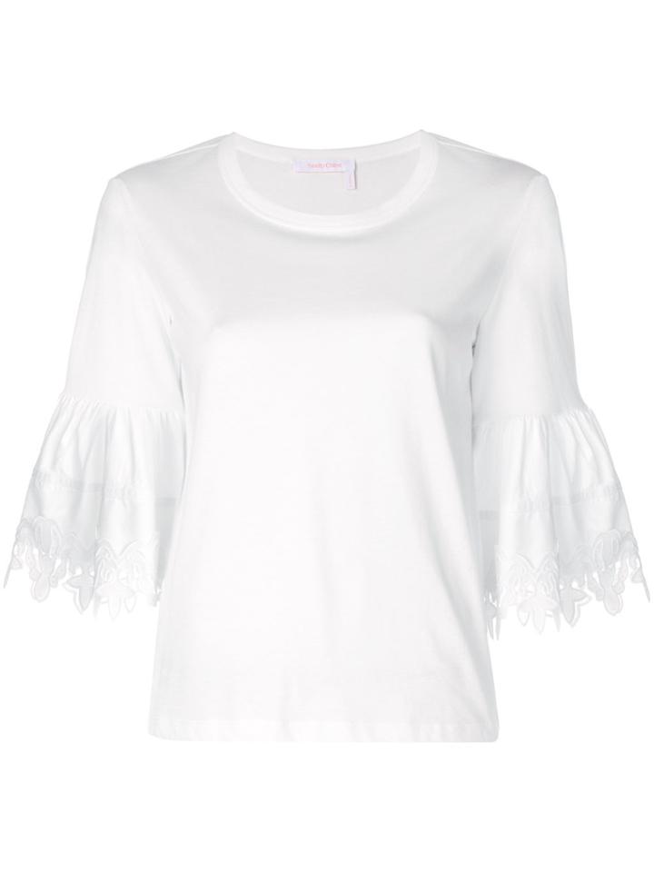 See By Chloé Open Embroidery Bell Sleeve T-shirt - White