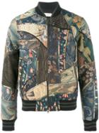 Dries Van Noten Multi Patch Bomber Jacket, Men's, Size: 46, Green, Cotton/viscose