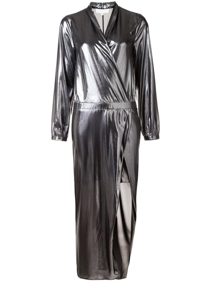 Michelle Mason Metallic Wrap Dress