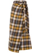 Forte Forte Plaid Wrap Front Skirt - Brown