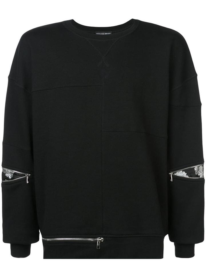 Alexander Mcqueen Boxy Zip Detail Sweatshirt - Black