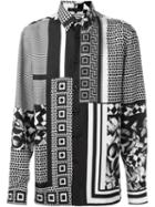 Versace Printed Shirt, Men's, Size: 39, Black, Silk