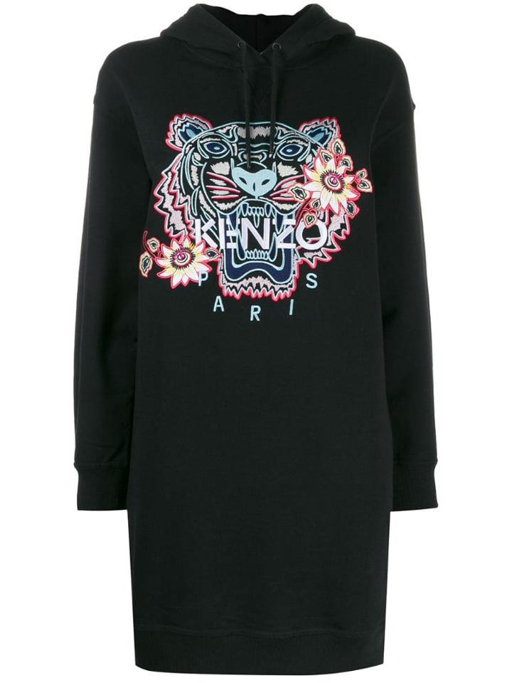 Kenzo Tiger Embroidered Hoodie Dress - Black
