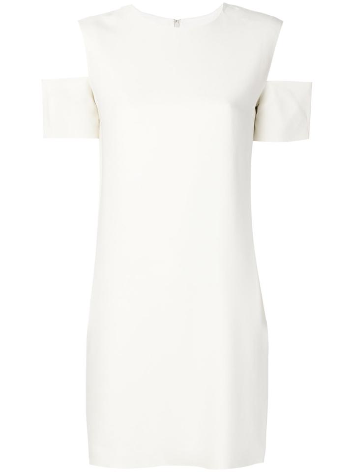 Helmut Lang Cold Shoulder Shift Dress - White