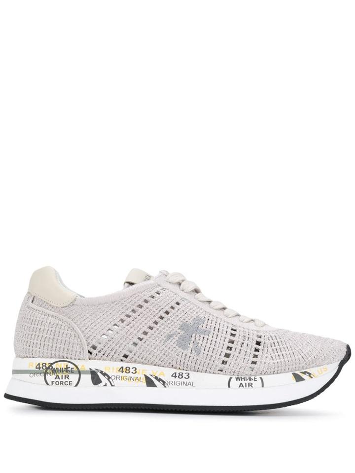 White Premiata Woven Sneakers - Grey