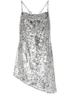 Sandy Liang Tonya Cowl Neck Spaghetti Strap Dress - Silver