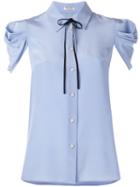 Miu Miu Shortsleeved Shirt, Women's, Size: 44, Blue, Silk