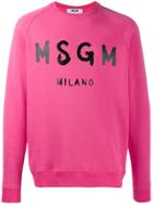 Msgm Logo Print Crewneck Sweatshirt - Pink