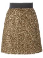 Dolce & Gabbana Metallic (grey) Bouclé Knit Skirt, Women's, Size: 42, Silk/spandex/elastane/polyester/wool