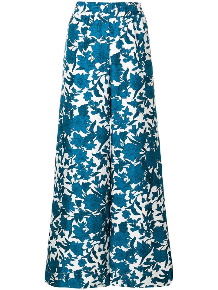 La Doublej Lilium Printed Palazzo Trousers - Blue