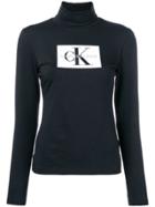 Calvin Klein Jeans Turtleneck Logo Print Top - Black