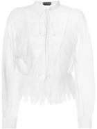 Rochas Lace Trim Sheer Blouse