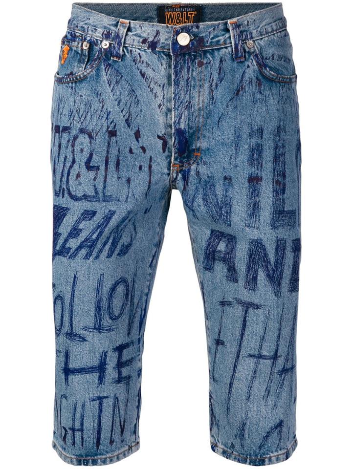 Walter Van Beirendonck Vintage Pen Printed Shorts - Blue