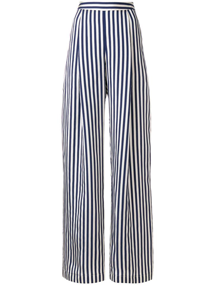 L'autre Chose High-waisted Striped Wide Leg Trousers - Blue