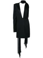 Saint Laurent - Asymmetric Fitted Dress - Women - Silk/wool - 36, Black, Silk/wool