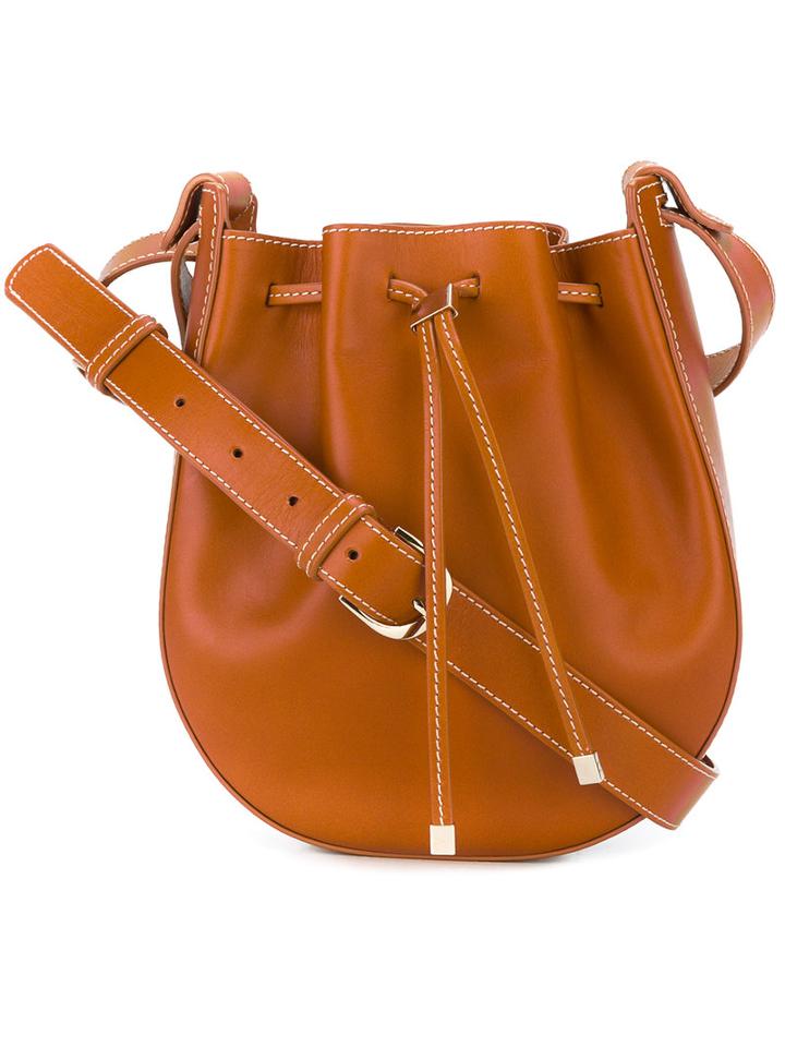 Vanessa Seward - Drawstring Shoulder Bag - Women - Leather/nylon - One Size, Nude/neutrals, Leather/nylon