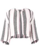 Giambattista Valli - Woven Cropped Blazer - Women - Cotton/polyamide/viscose - 42, Pink/purple, Cotton/polyamide/viscose