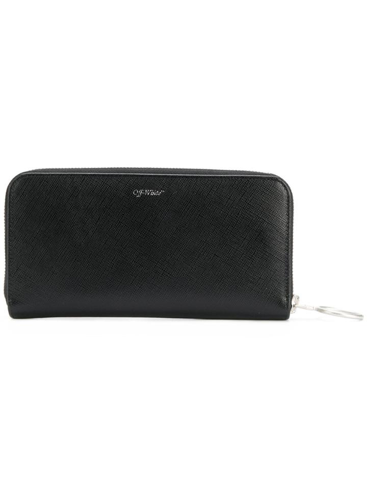 Off-white Diagonals Medium Zip Around Wallet - Black