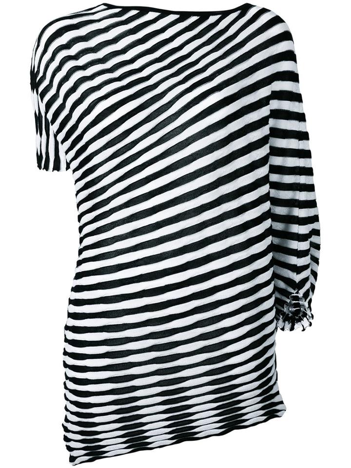 Issey Miyake Striped Top, Women's, Size: 2, Black, Cotton/polyester/triacetate