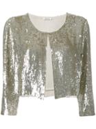 P.a.r.o.s.h. - Cropped Sequin Cardigan - Women - Viscose/pvc - L, Nude/neutrals, Viscose/pvc