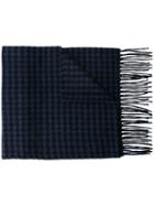 Canali Houndstooth Pattern Scarf, Adult Unisex, Blue, Silk/cashmere
