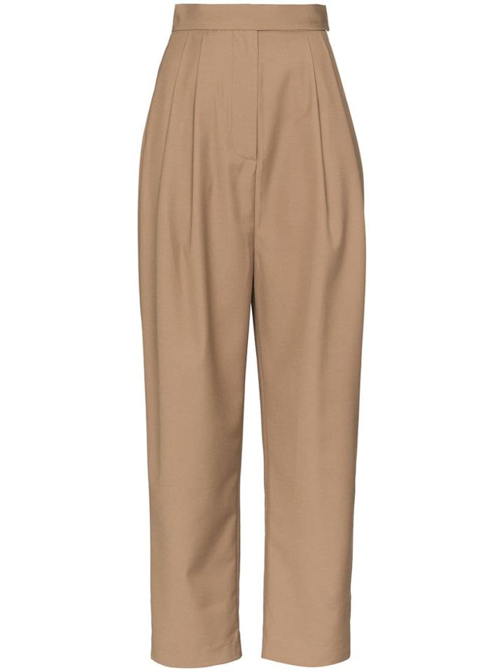 Marta Jakubowski Tulip Wide Leg Wool Trousers - Neutrals