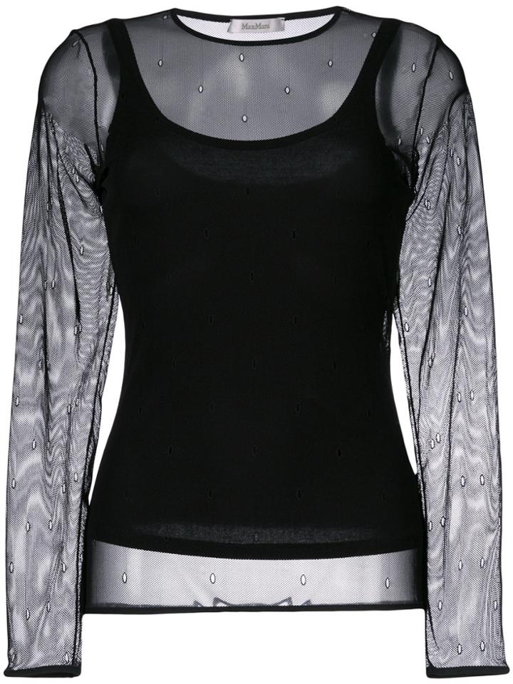 Max Mara Round Neck Sheer Blouse - Black