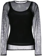 Max Mara Round Neck Sheer Blouse - Black