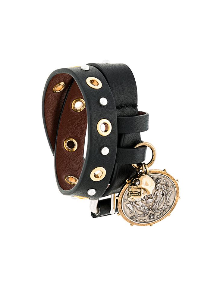 Alexander Mcqueen Medallion Layered Bracelet - Black