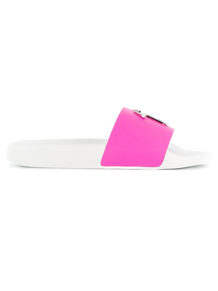 Giuseppe Zanotti Design Logo Plaque Slides - Pink & Purple